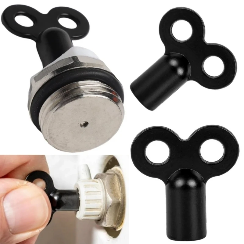 2pcs 5mm*5mm Zinc Alloy Radiator Bleed Key Black Heating Vent Wrench for Plumbing Faucet Valve Air Bleeder Noise Reduction Tool