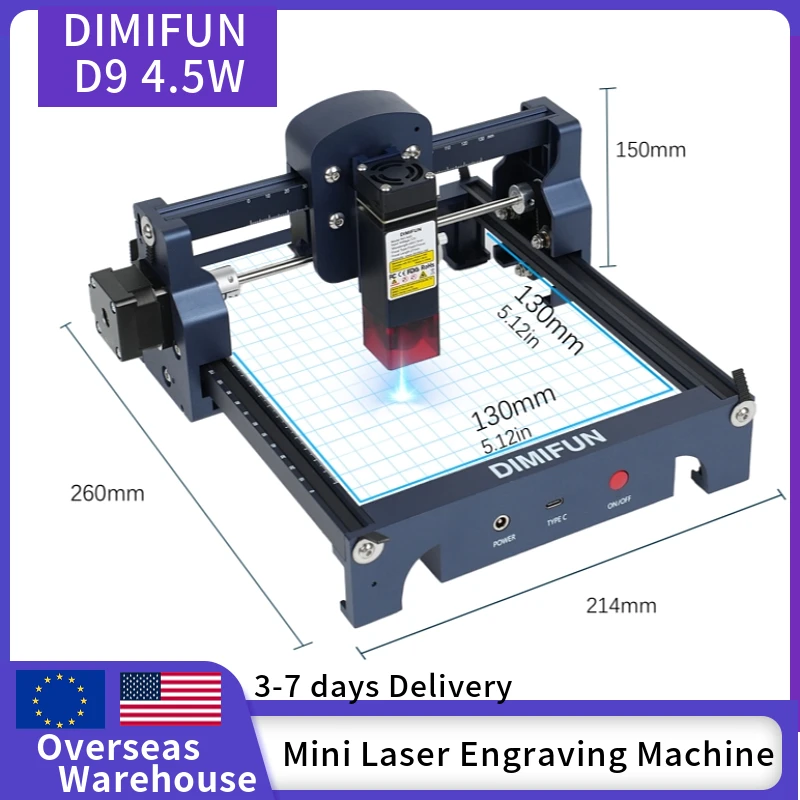 DIMIFUN D9 Laser Engraving 4.5W Mini Portable Laser Cutting Machine CNC Acrylic Wood Board Wood High Precision Working Engraving