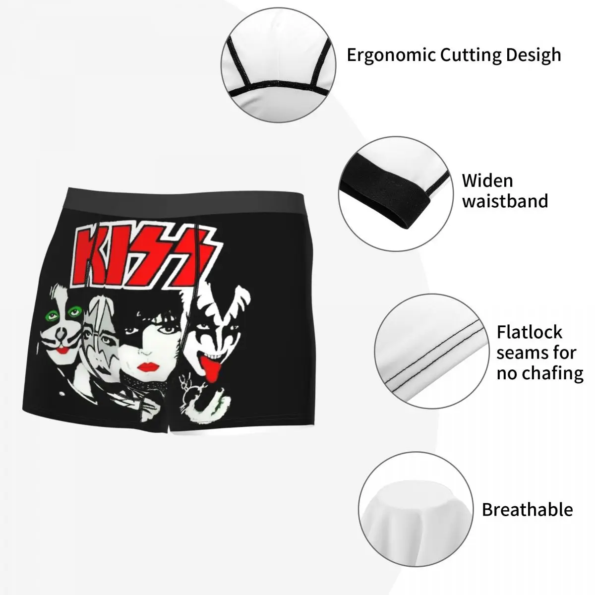 The Demon Kiss Band Gene Simmons Acessórios Crew Boxer Briefs, Cuecas altamente respirável, qualidade superior, Gift Idea