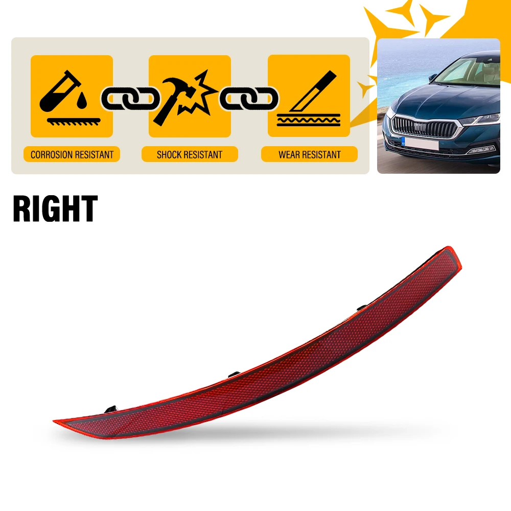 

For Skoda Octavia 2017 2018 2019 2020 Car Accessories Rear Bar Light Reflectors Lamp OEM 5E5945106A 63147338808 Red Lens ABS
