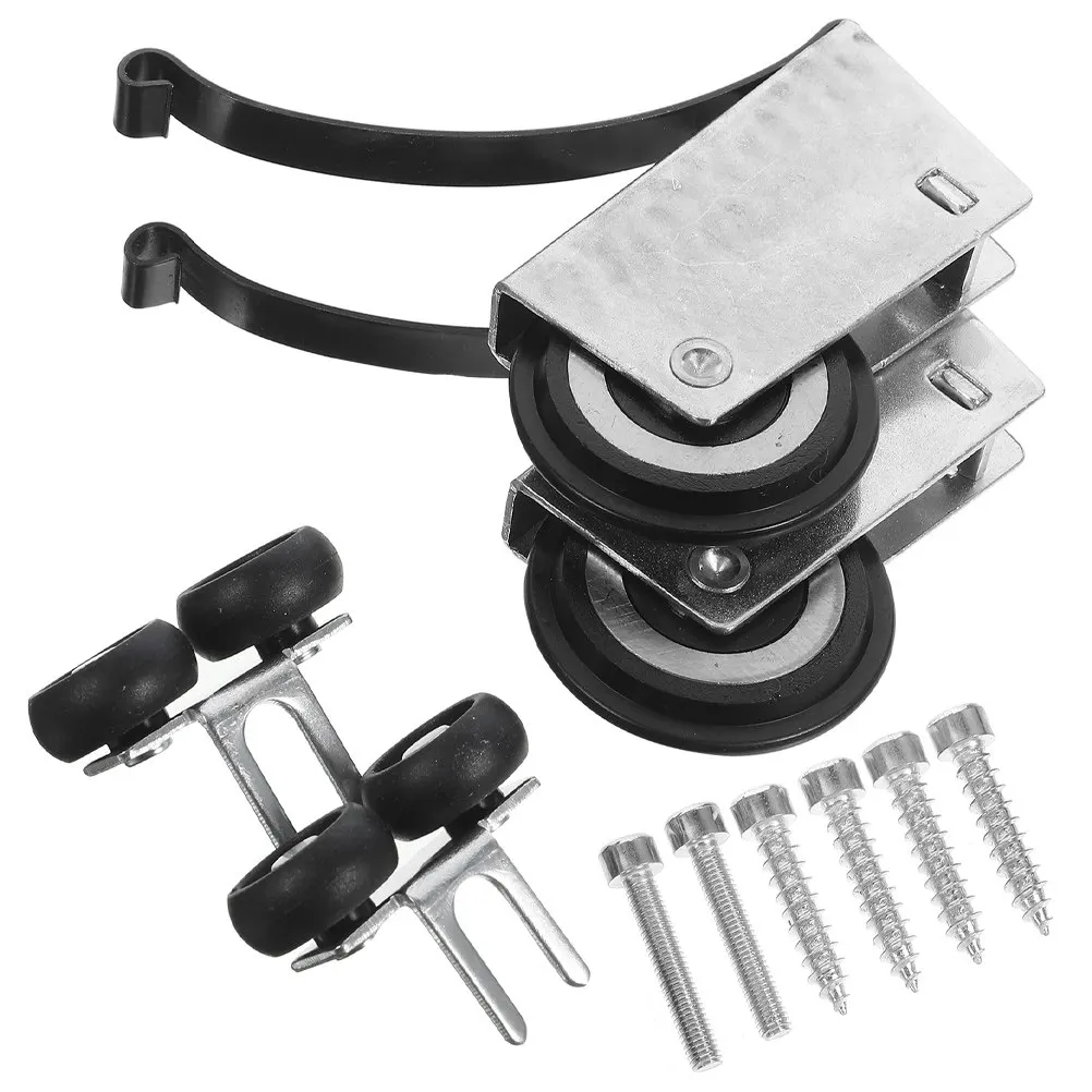 2Sets Sliding Door Rollers Sturdy Metal Pulley Wheels Smooth Quiet Operation for Sliding Glass Doors Cupboard Cabinet Barn Patio