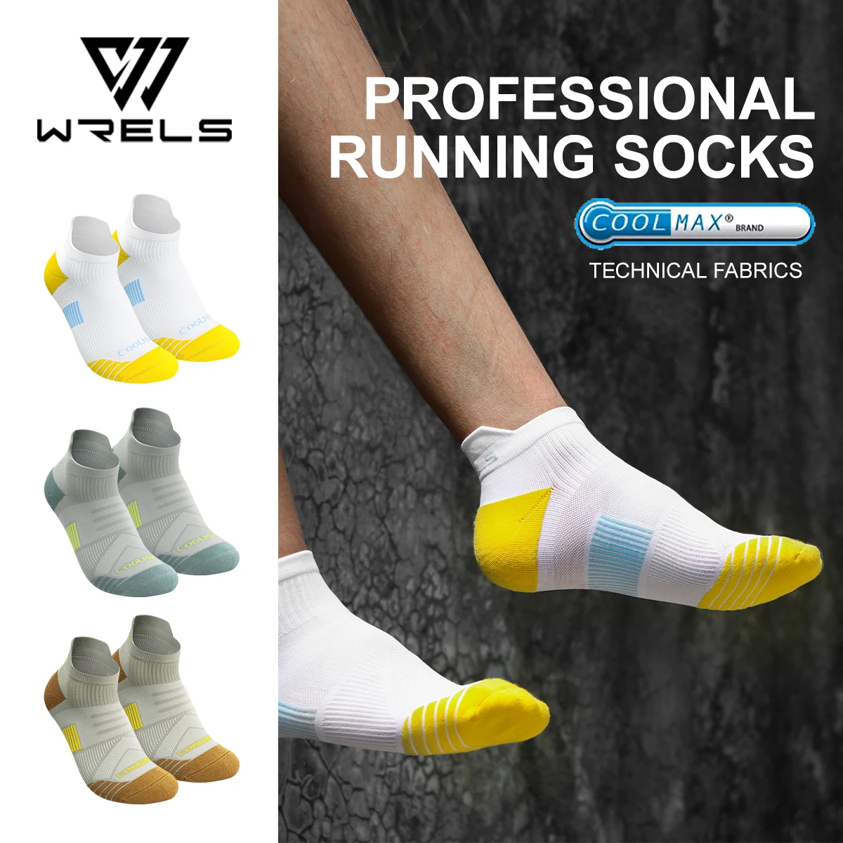 WRELS Coolmax Sports Socks Breathable CoolMax Moisture-Wicking Arch Suppor Damping Socks Professional sports socks Hiking Runnin