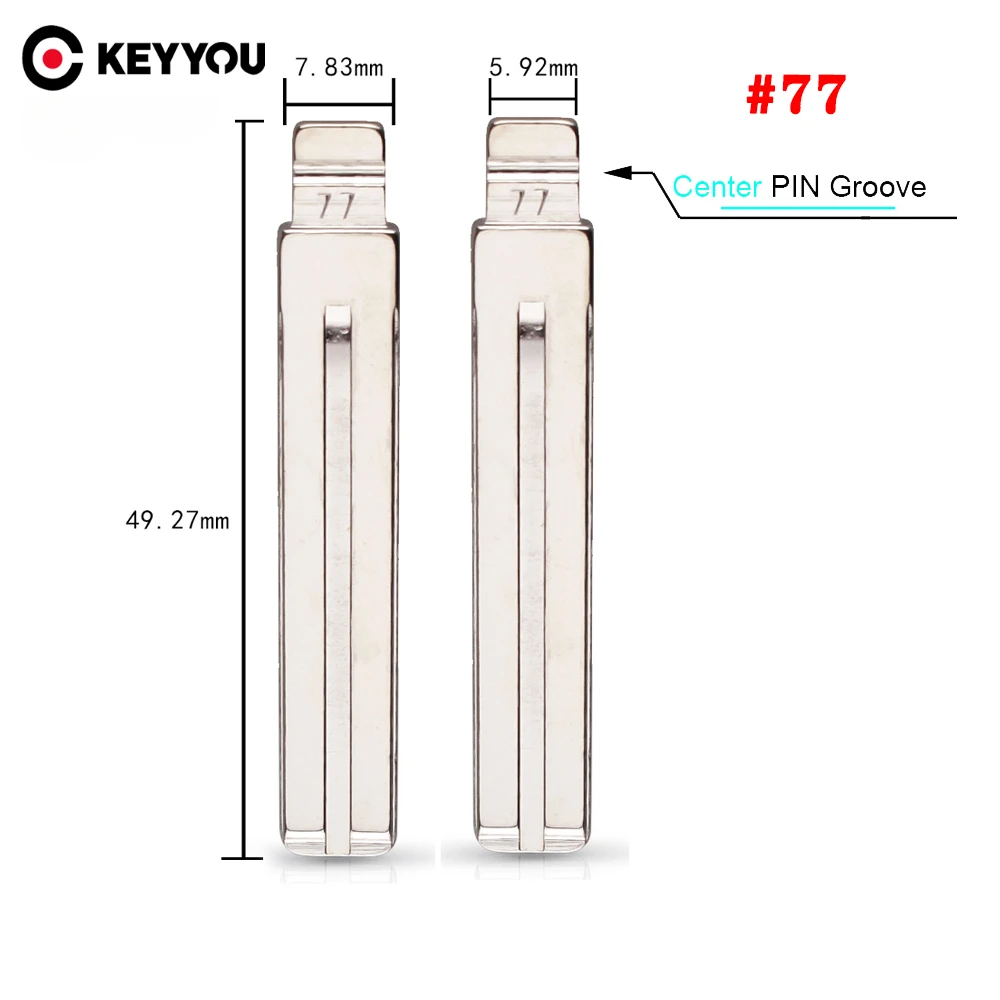KEYYOU 10 Stück ungeschnittenes Metall Nr. 77 77 #   HY22 TOY40 TOY48 für Hyundai Kia Lexus Toyota Schlüsselblatt für KD keydiy xhorse VVDI universal