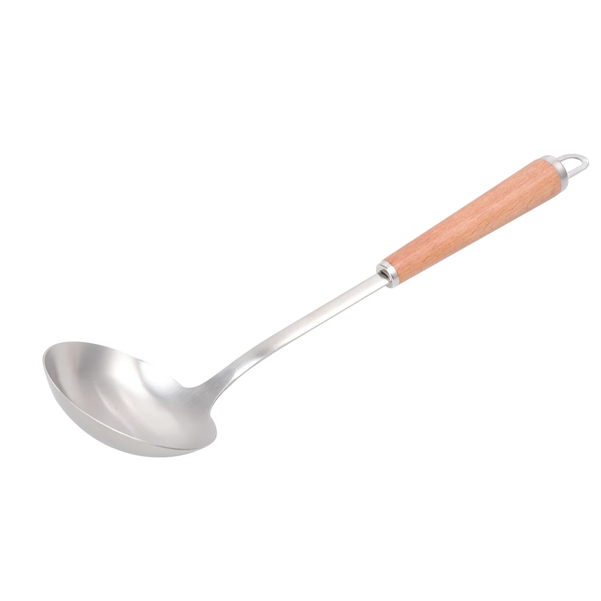 

Stainless Steel Ladle Soup Spoon Long H Metal Wooden Hook Environmentally Friendly Kitchen Heat Resistant Easy Clean