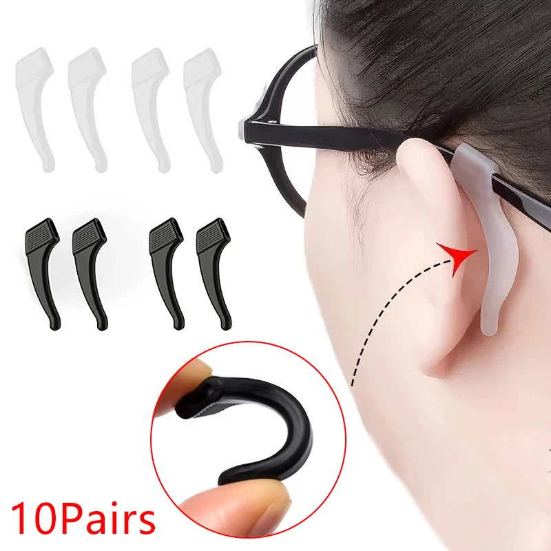 10pairs Anti-slip Silicone Ear Grips Glasses Eyeglasses Leg Ear Hook Stopper Bracket Fastener Accessories Temple Holder