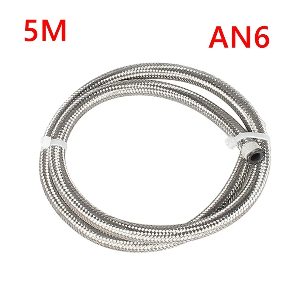 16FT 5M AN4 AN6 AN8 AN10 AN12 Olie Brandstof Slang Olie Gas Cooler Slang Line Buis Nylon Roestvrij staal Gevlochten Binnen Cpe Rubber