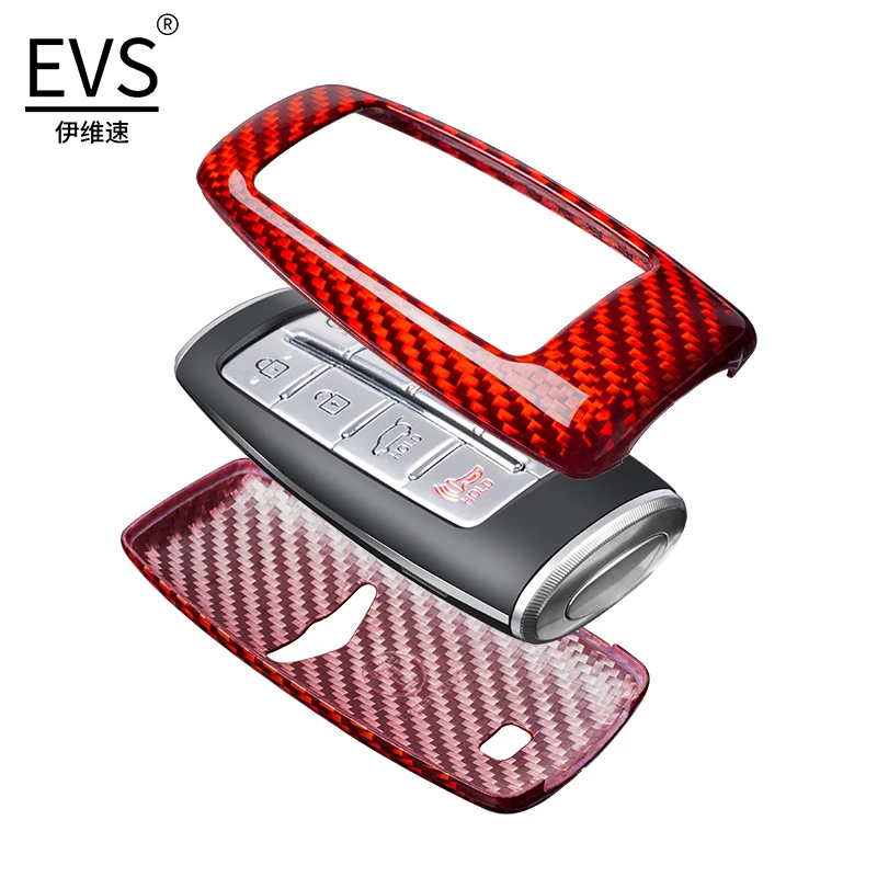Carbon Fiber Car Key Case Cover Compatible with Genesis G70 G80 G90 GV70 GV80 GV90 Smart Remote Shell Auto