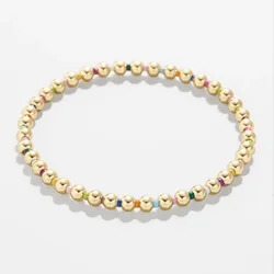 KKBEAD Unfade 3mm Gold Color Beads Bracelet Boho Colorful Jewelry for Women Girl Gift  Stretch Bracelets Pulseras Femme