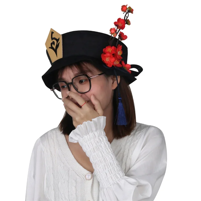 Juego Hu Tao sombrero Cosplay mujer boina de ala ancha Anime juego disfraz accesorios Halloween sombreros accesorios regalo de Navidad