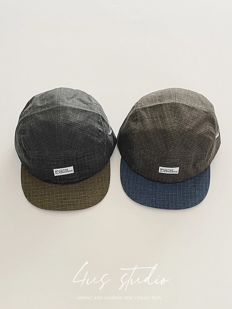

Retro color matching flat brim cap women's Korean version spring and summer new short brim five-piece hat baseball cap tide