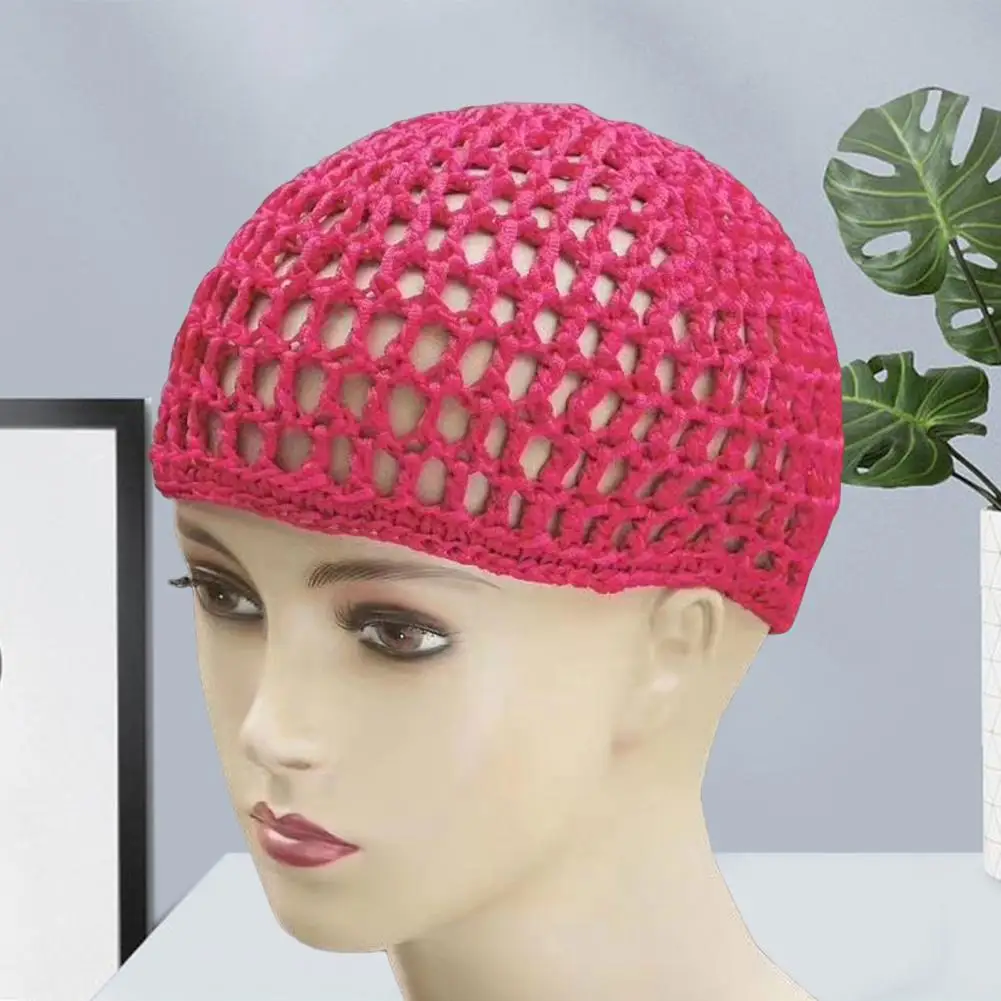 

Women Knitting Hat Hollow Design Breathability Bun Hairstyle Elastic Headpiece Winter Versatile Hair Accessory