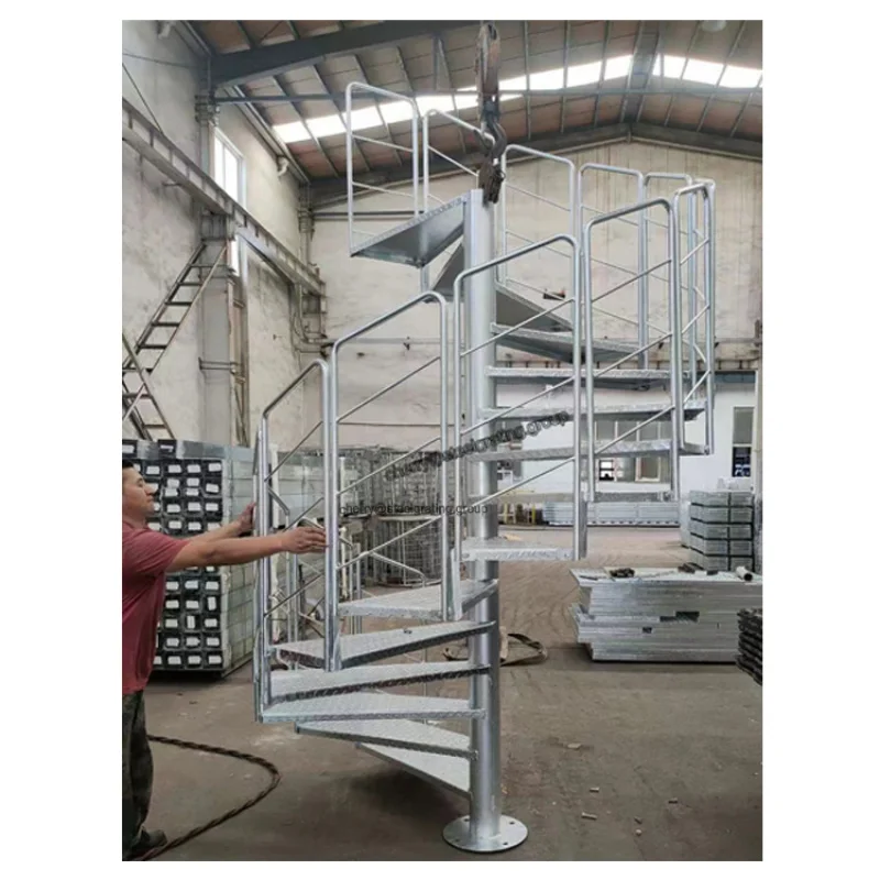 10 0.Zhang.Custom.Direct sale stair factory senior popular circular metal stairs space saving round stairs staircase outd