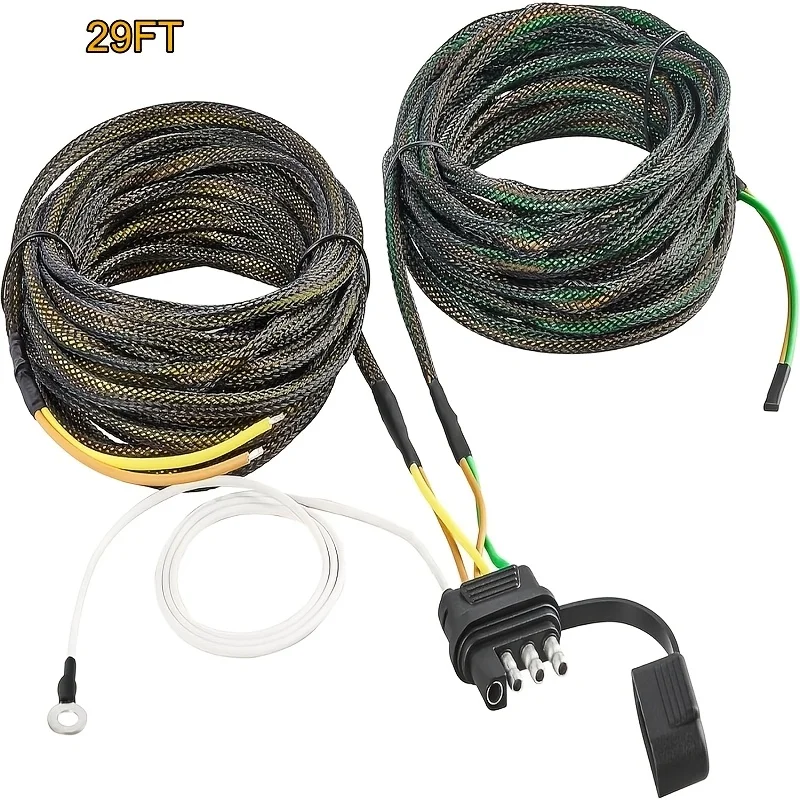 29FT 4 Pin 5 Wire Trailer Wiring Harness for Rewiring Trailer Both-Side Taillights, Pure Copper Wishbond Trailer Lig