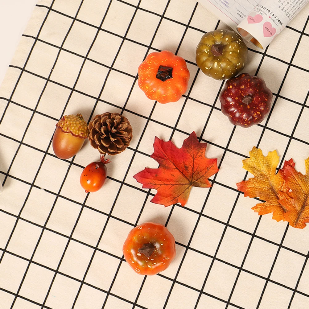 

32 Pcs Simulated Pumpkin Maple Leaf Accessories Decoration and Leaves Prop Accessory Household Simulation Thanksgiving Hallowen