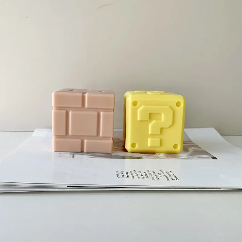 Square Question Mark Mold DIY Square Brick Aromatherapy Candle Gypsum Ornaments Silicone Mold