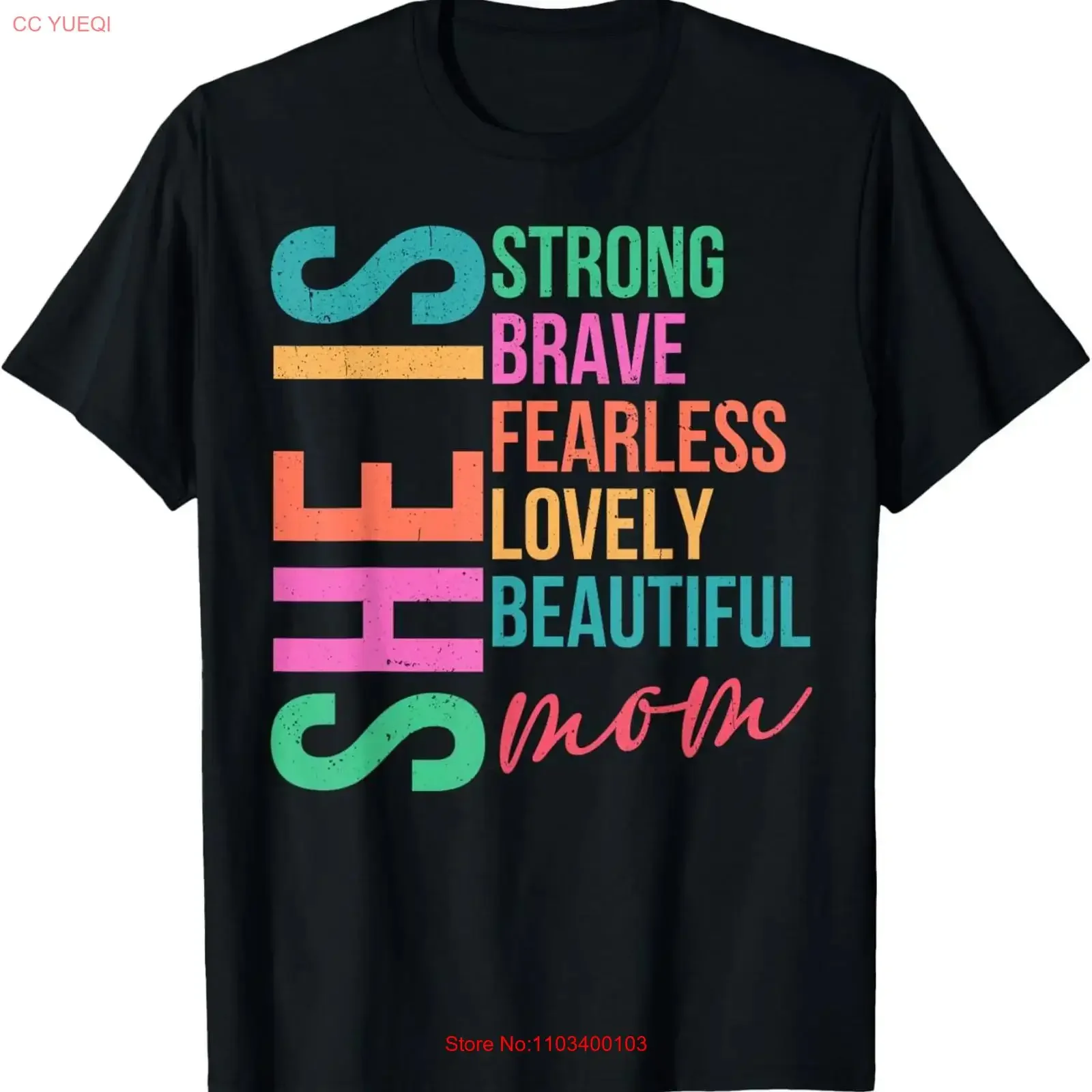 Elle est fort courageux sans peur belle belle maman t-shirt vintage lavé décontracté haut étiré pour un usage quotidien élégant