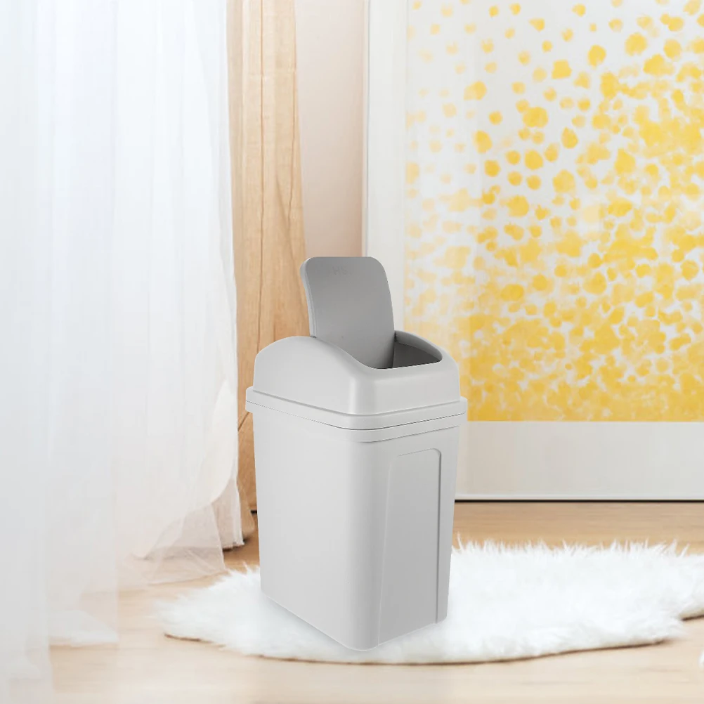 

Shake Lid Trash Can Large Capacity Garbage Bin Kitchen Bathroom Cream Style PP Material Gray White Household Waste Bins