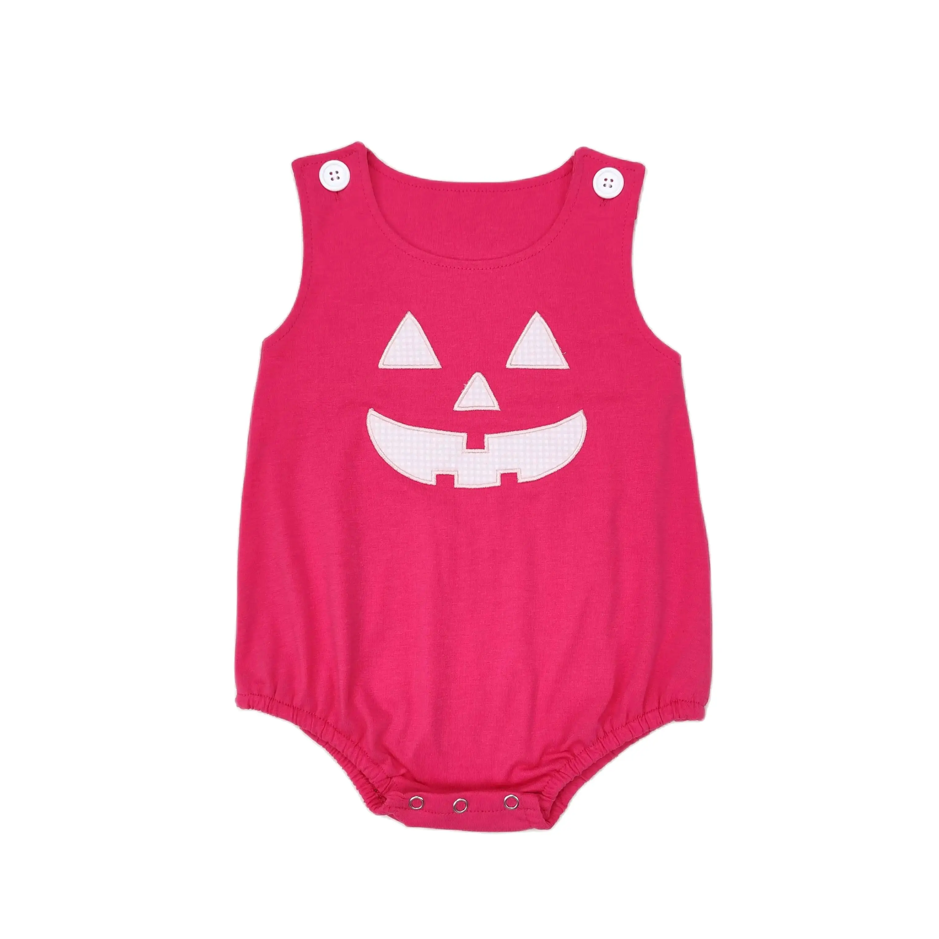 Wholesale Summer Newborn Embroidery Romper Baby Girl Sleeveless Pink Pumpkin Jumpsuit Kids Toddler Bubble One-piece Clothes