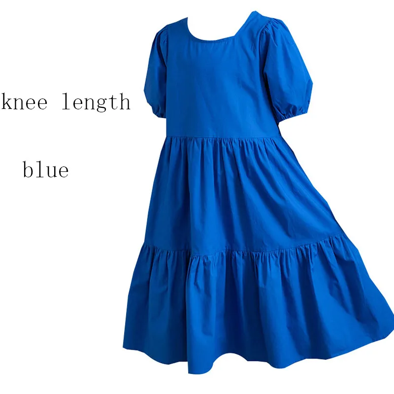 جديد 2025 فساتين للمراهقين الفتيات قمصان الحفلات فستان الصيف الأبيض البيج الأزرق فستان للفتيات ملابس الطفل بلون 7-8 14-16 #6