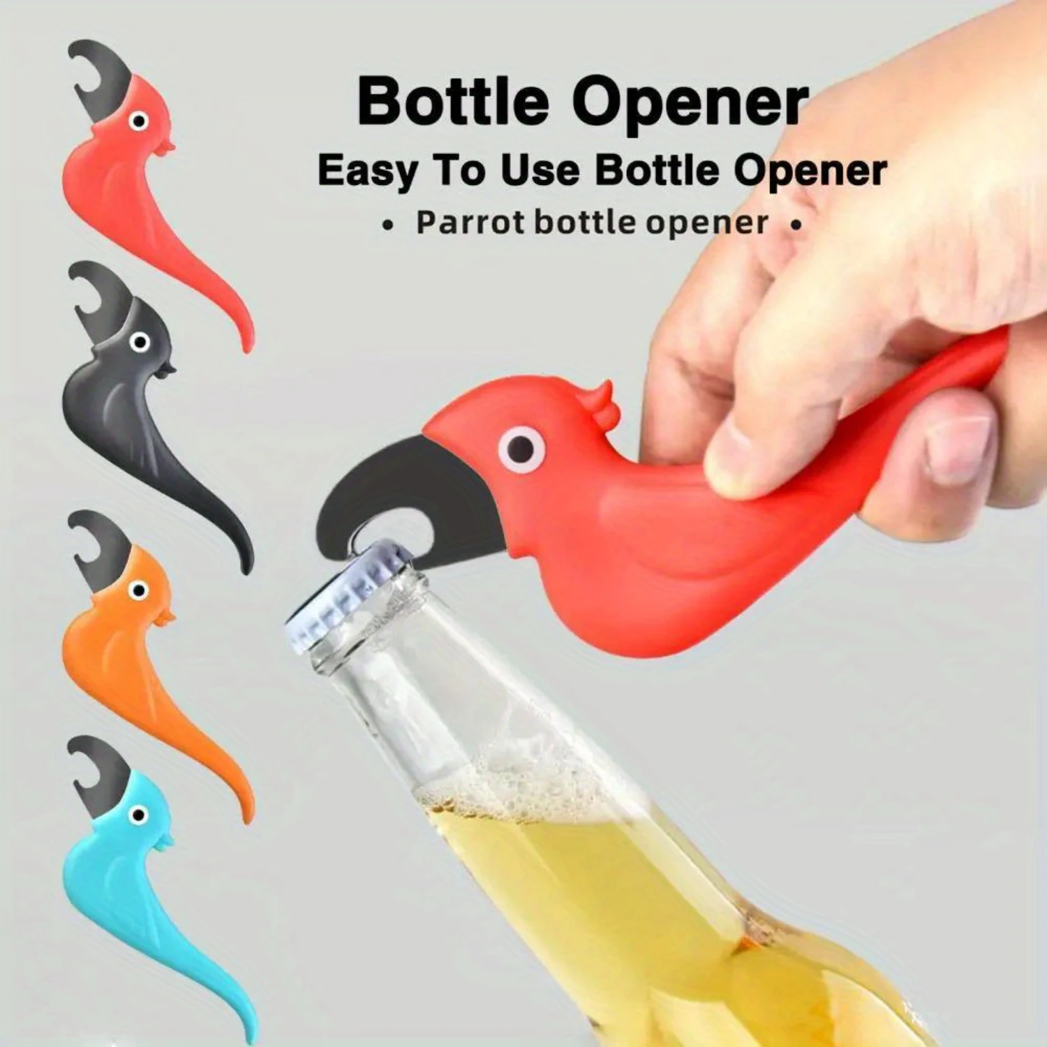 1pc, Curved Tail Opener Ergonomic Bottle Opener, Multifunctional Parrot Beer Bottle Opener, Ergonomic Design  Fridge Magnet