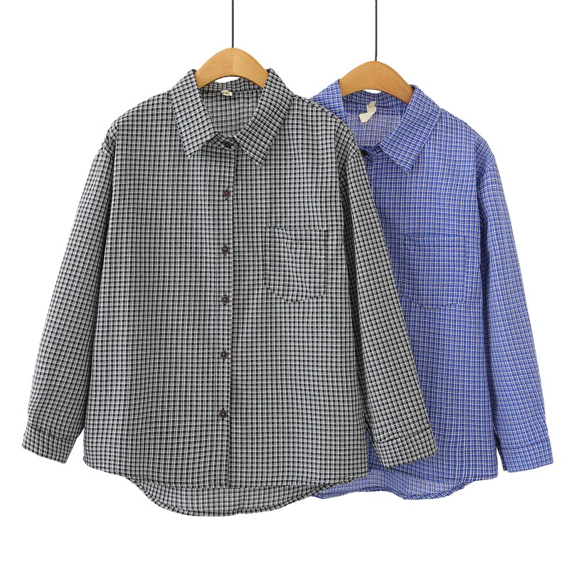 Women's Plaid Print Long Sleeve Casual Blouse - usage example