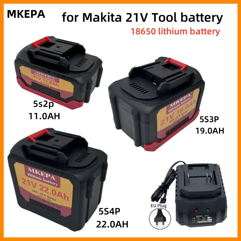 21V 11.0Ah/19.0Ah/22.0Ah New Large Capacity Electric Tool Battery Replacement, Suitable for Makita E