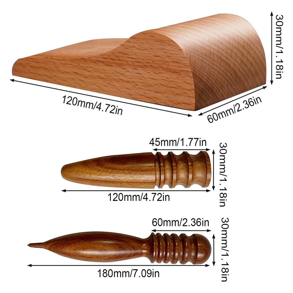 Leather Edge Burnisher and Wood Strap Bending Leather Kit, Round Edge Slicker Tip Grinding Leather Craft Tools