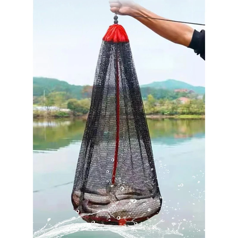 Portable Wild Fishing Harness Mouth Valley Wheat Fish Protection Net Bag With Encrypted Mesh Oxford Cloth Edge Fish Protection