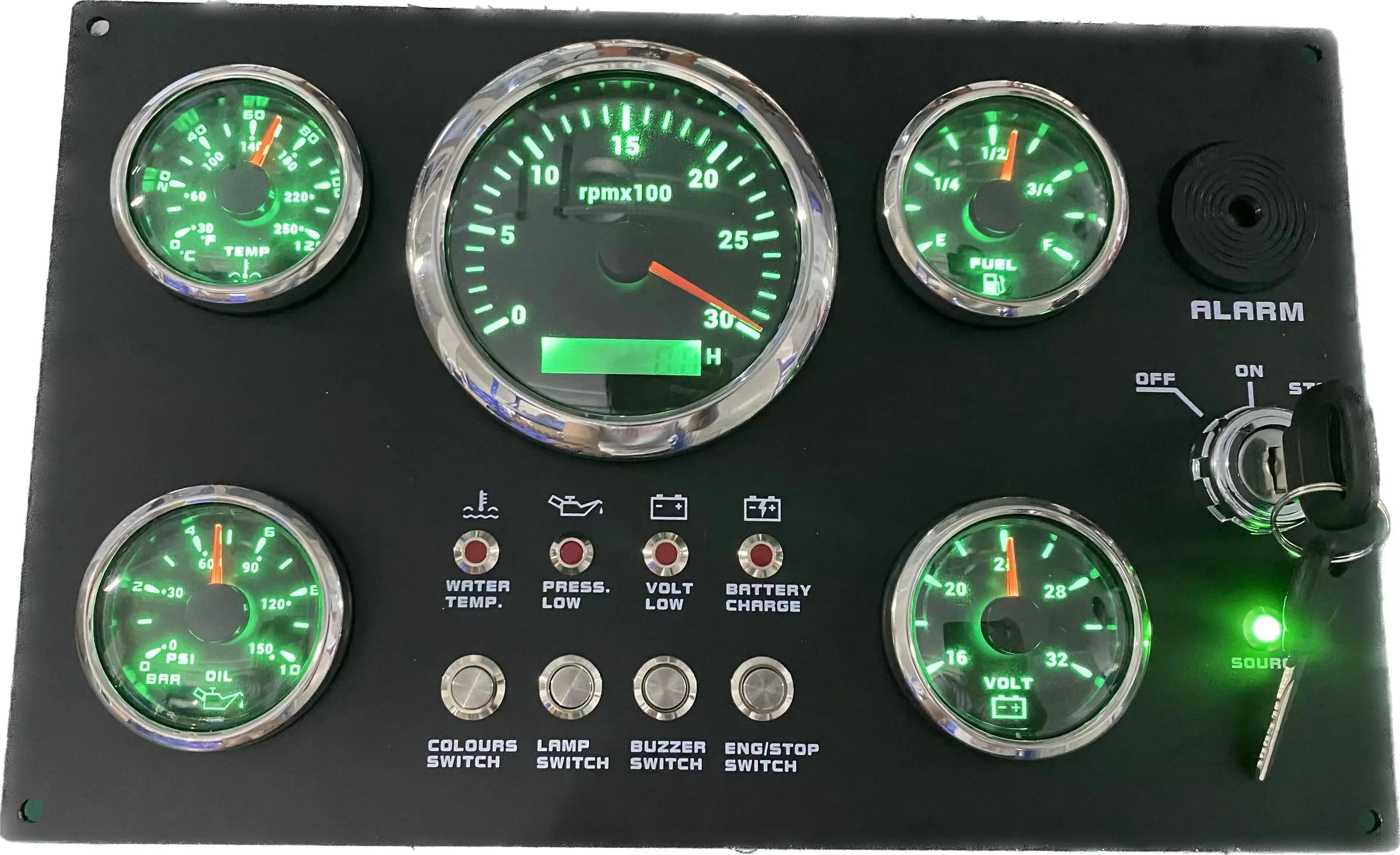Multi-function Diesel Engine Instrument Marine Gauge Panel Assembly With 5 Gauges 12V/24V For Boat Marine
