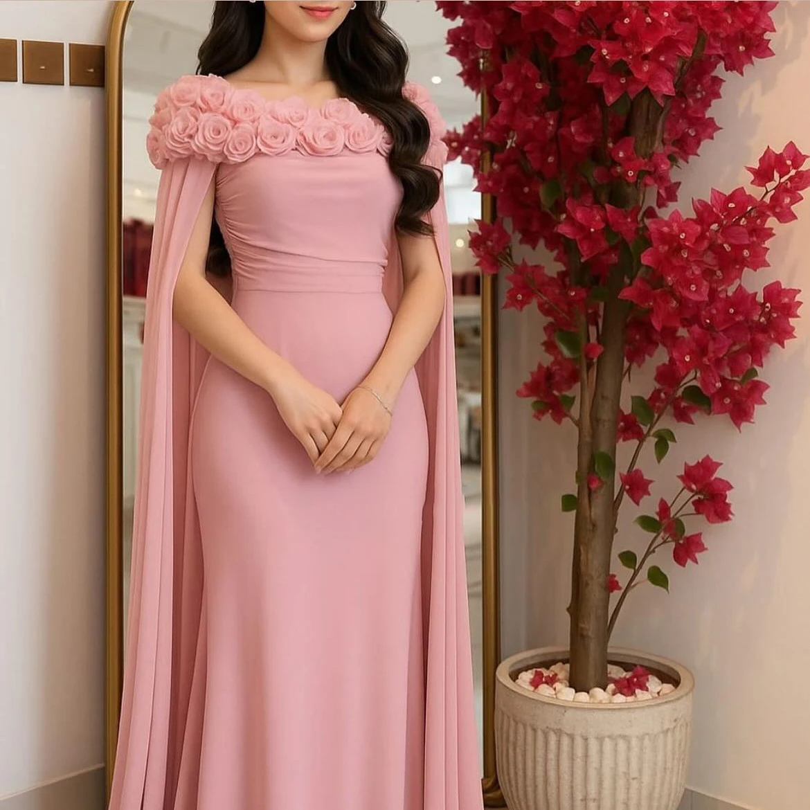 شيفون حورية البحر فساتين لحضور الحفلات الموسيقية 2025 زهور يدوية فساتين سهرة عربية سعودية فساتين مناسبة للنساء فيستدوس أنيقة