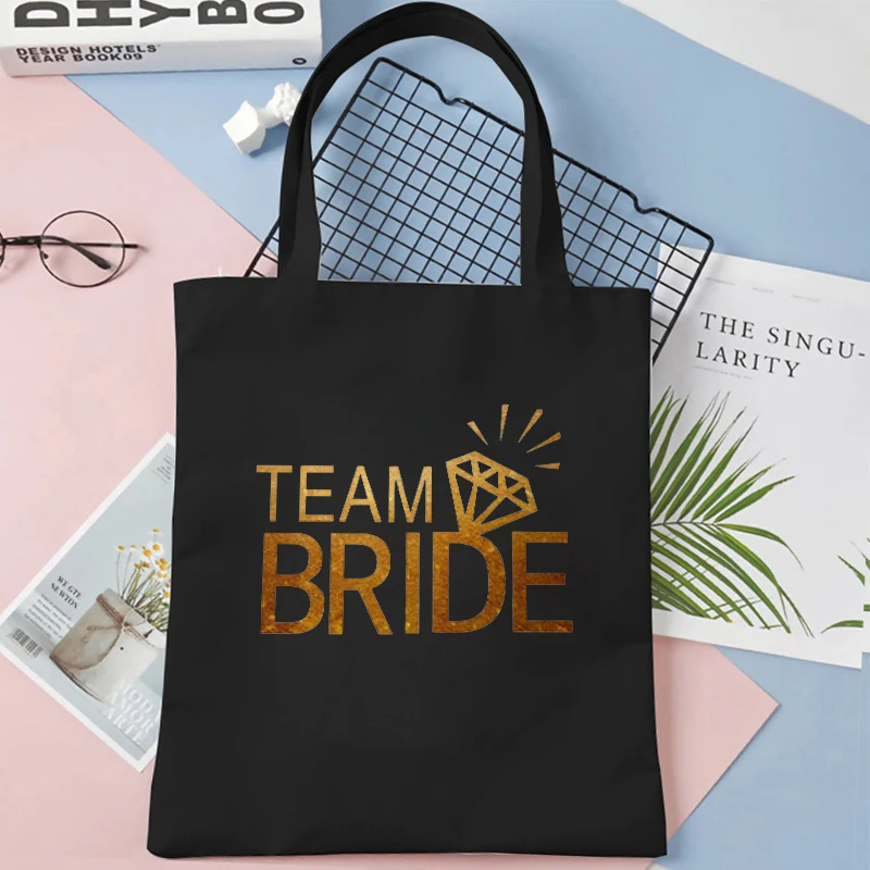 Women's Bachelorette Party Grocery Handbags Team Bride Reusable Squad Shopping Bag Tote Bags Fashion Wedding Party Shopping Bags