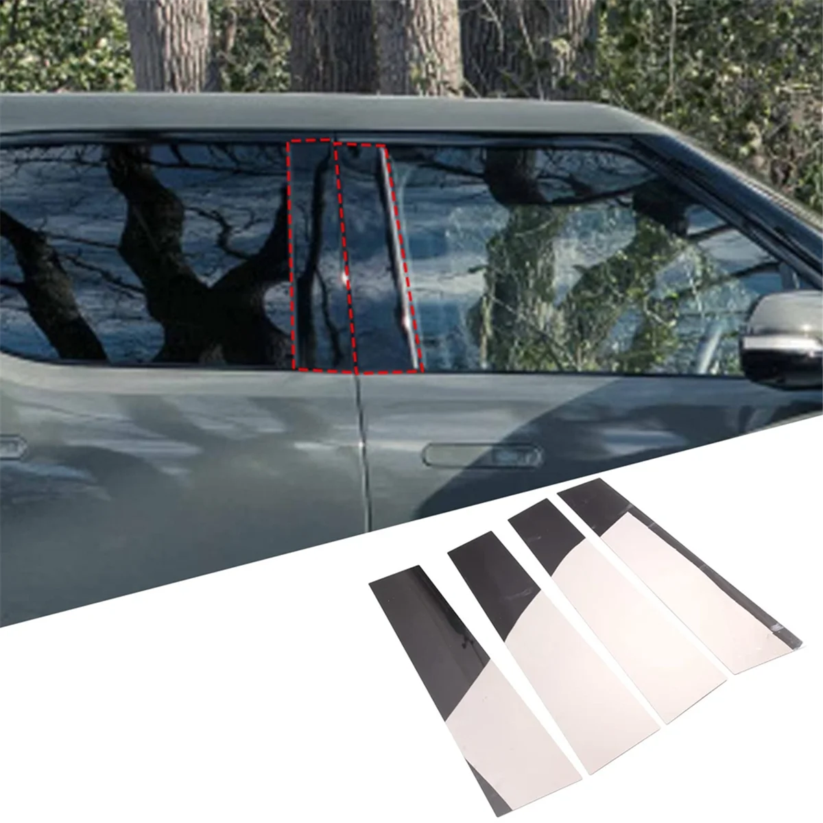 

For RIVIAN R1T 2022 2023 Car Door B Pillar Trim Molding Window Cover Trim Stickers Accessories Stainless Steel