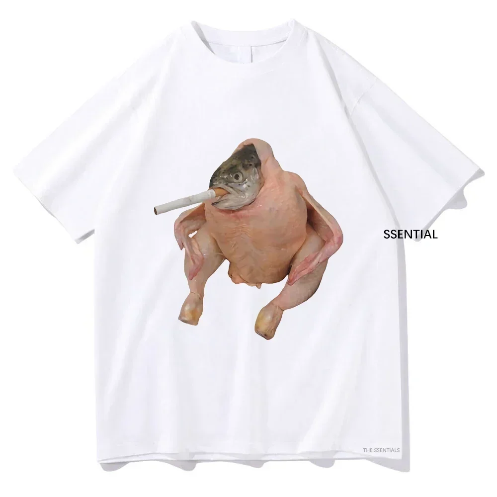 Women Clothing Harajuku T-shirt Graphic T Shirts Fish Face Chicken Smoking A Cigarette Meme Tshirt Funny Tees Aesthetic Clothes