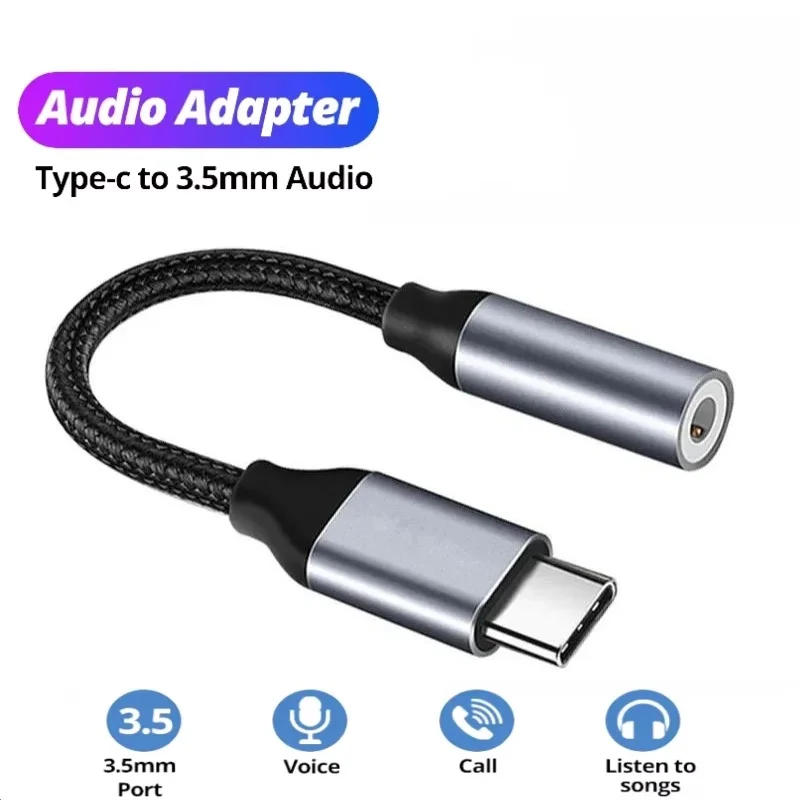 

USB Type C To 3.5mm Audio Jack Adapter Plug and Play For Wired Headphone USB C To 3.5mm Earphones Audio Cable Connector Adapter