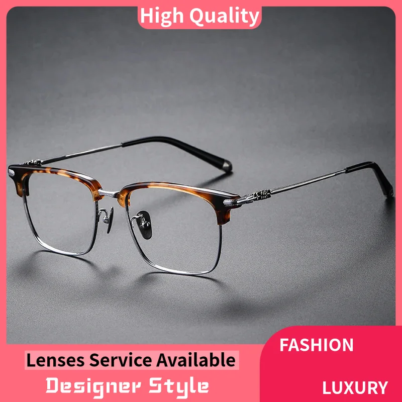 High Quality Luxurious Acetate Titanium Eye Frame Eyeglasses CHROME Style Glasses Frames Men's Women's HEARTS shape 19339