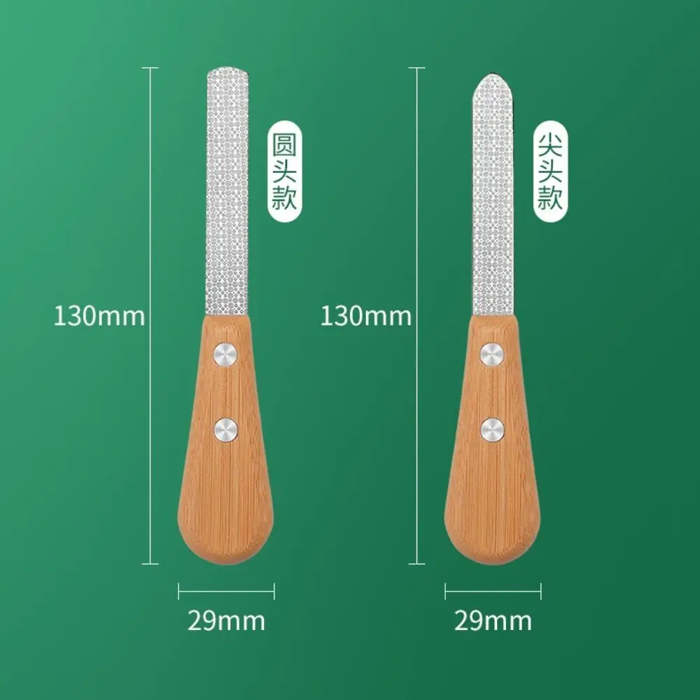 Cusp Head Nail File with Case Wood Handle Round Head Nail Polishing Strip Double Sided Smoothing Polishing Stick Nail Salon