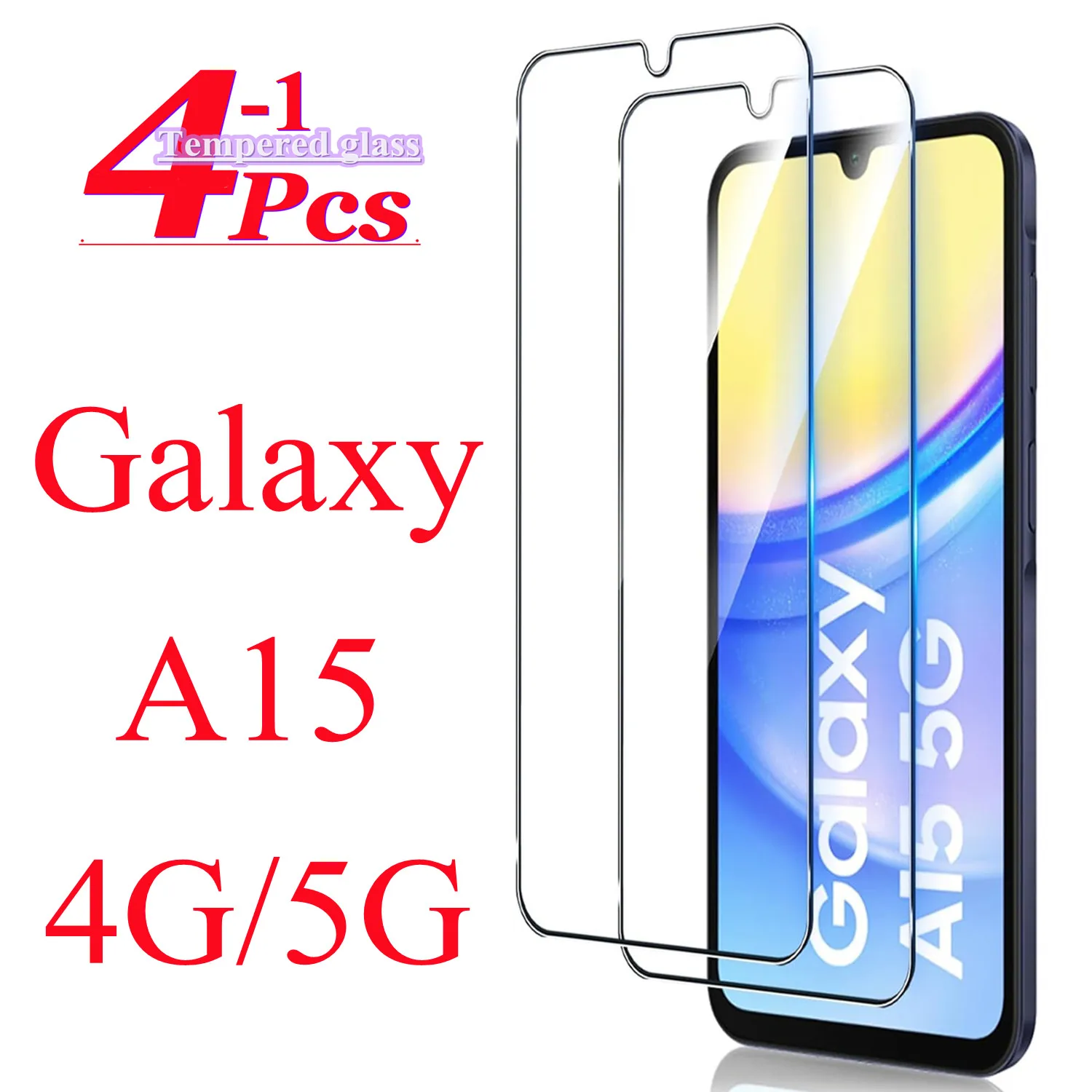 

1/4 piece of glass film suitable For Samsung Galaxy A15 tempered glass high-definition anti drop screen protector