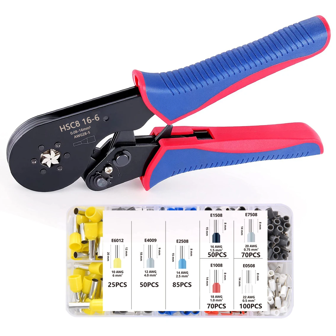 

1200/800PCS VE Tubular Crimp Terminal Electrical Wire Insulated Terminator Block Cord End Connector Crimping Terminals Kit