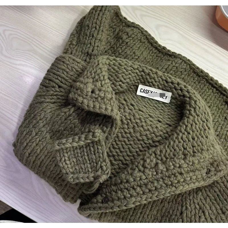 Pull tricoté de luxe fait à la main pour femmes, haute Intelligence, Style vieil argent, manteau épais, manteau 100% laine, Cardigan