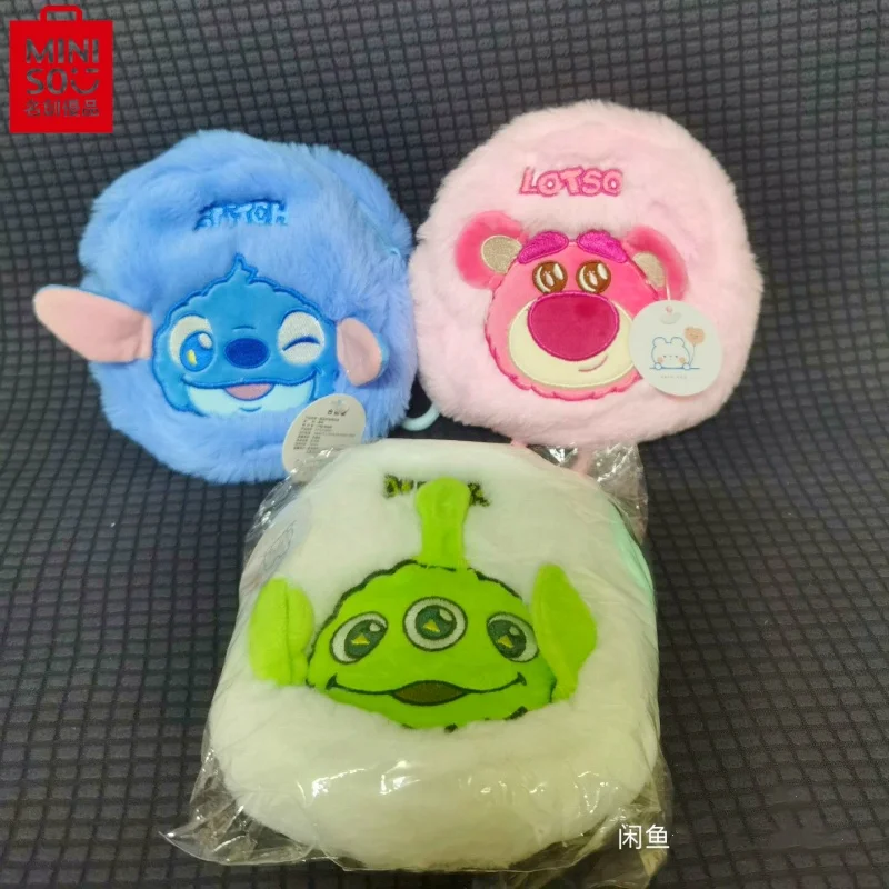 New Miniso Strawberry Bear Plush Mini Backpack Pendant Little Beauty Three Eyed Kid Mickey Stitch Ornament Garage Kit Cute Toy