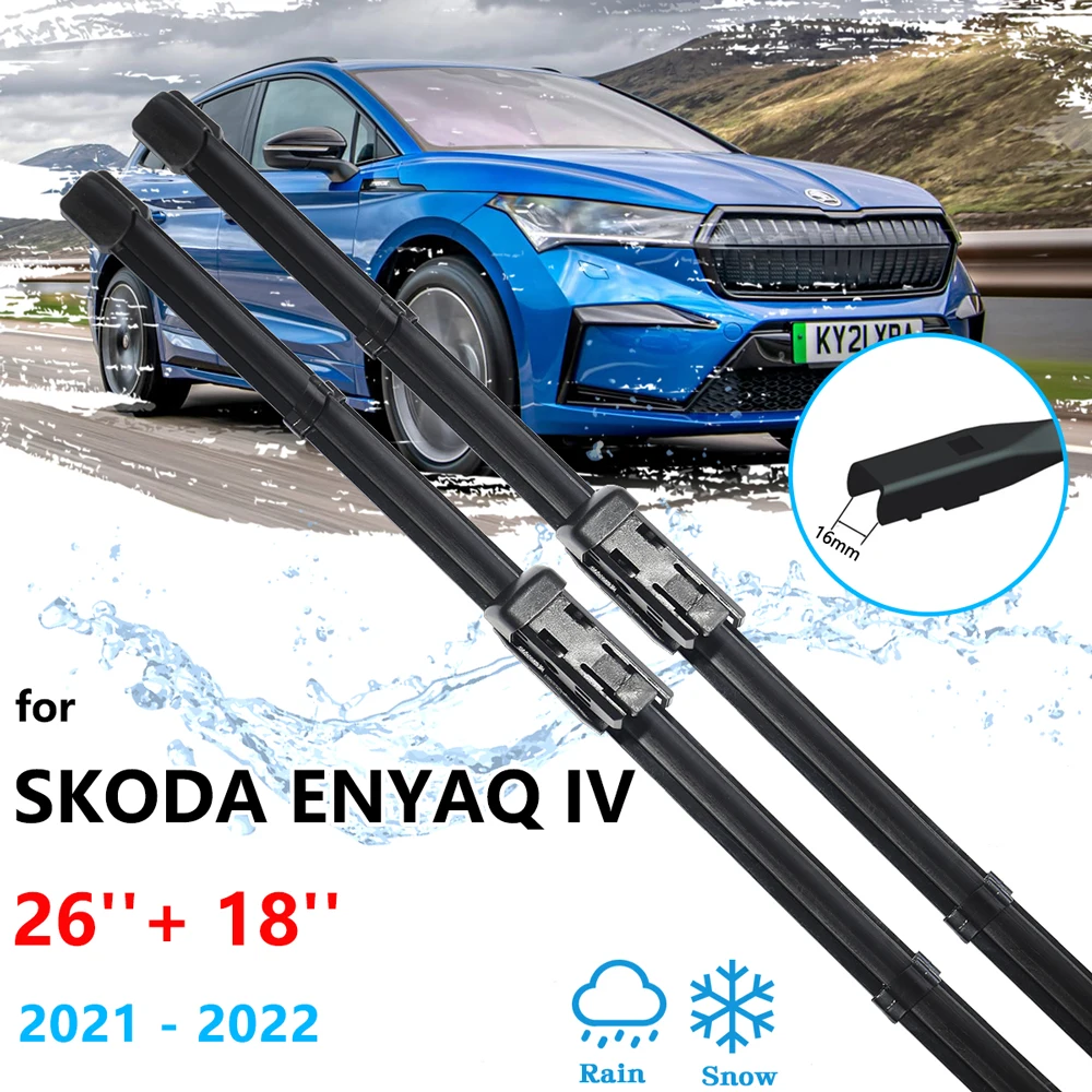 For Skoda Enyaq iV 2021 2022 Front Window Brushes Frameless Wiper Blades Washers Cleaning Windshield Windscreen Car Accessories