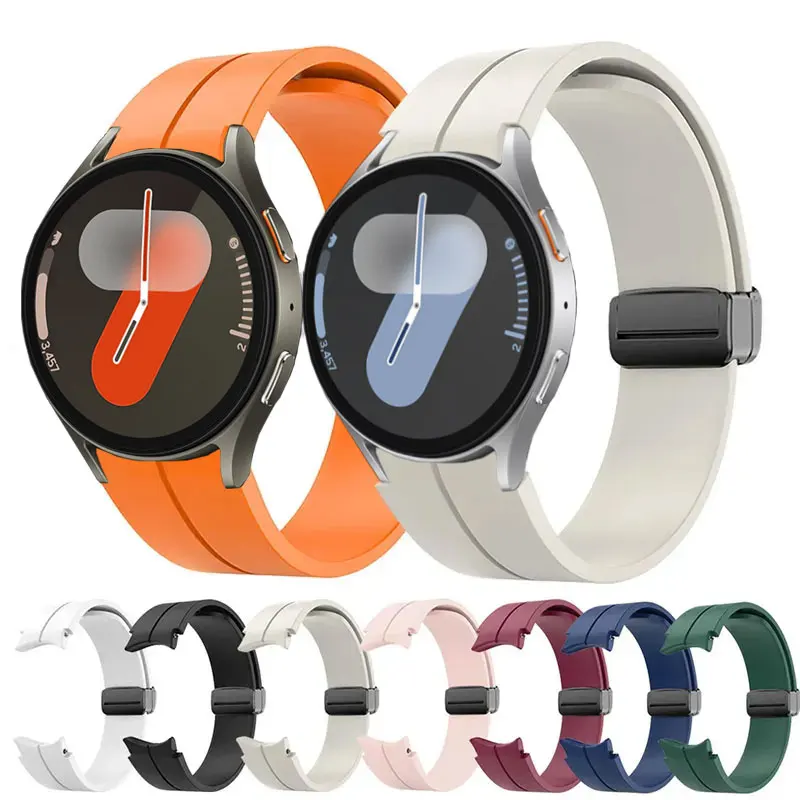 Silicone Strap For Samsung Galaxy Watch 7/6/5/4 40mm 44mm 5 Pro 45mm Original Magnetic bracelet band Watch 4/6 Classic No Gap