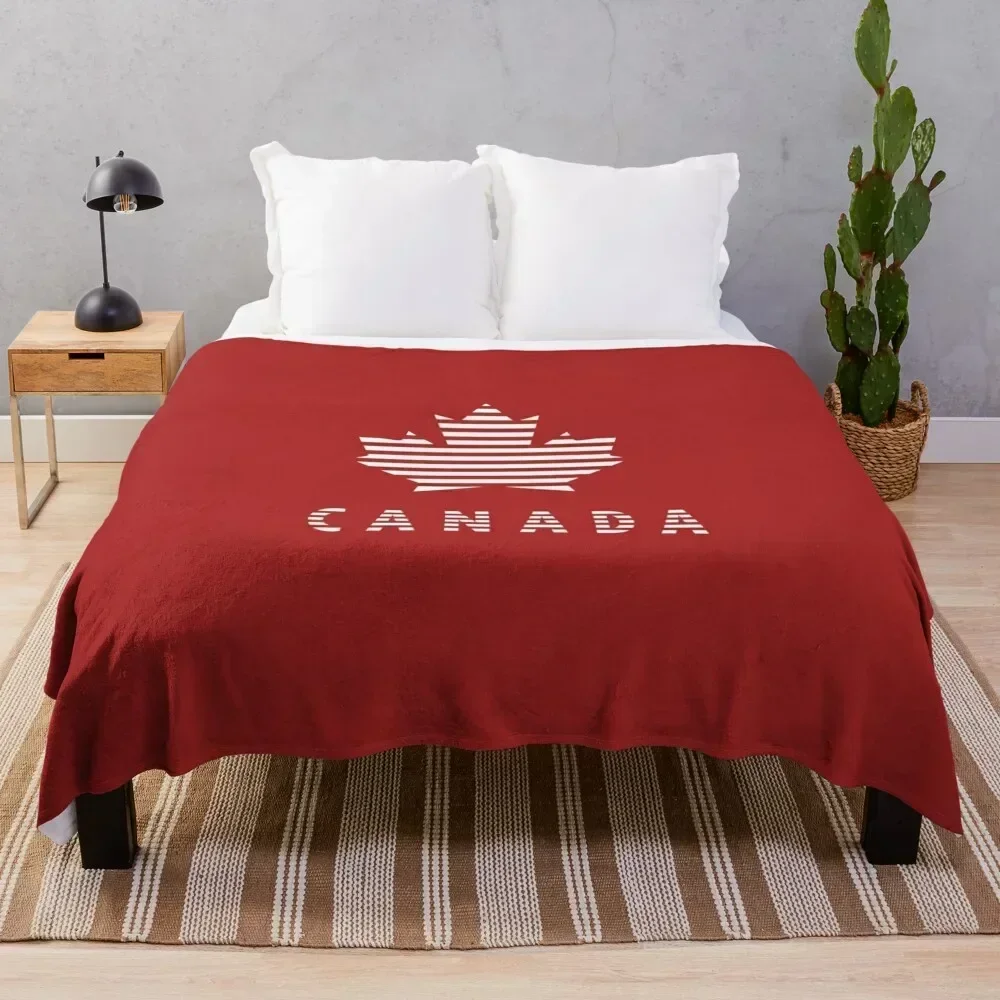 Canada Maple Leaf - Lined Pattern Throw Blanket Decorative Soft Throw Blanket for Couch Sofa
