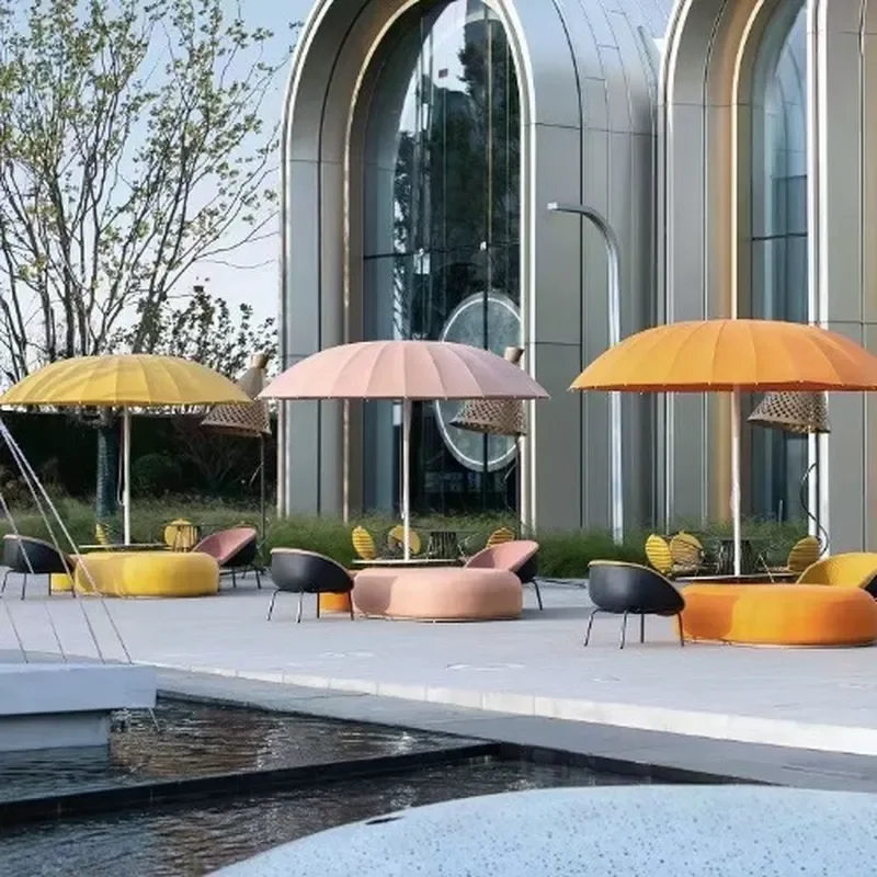 for Italian fiberglass 24-bone lazy leisure sofa sun umbrella outdoor middle column parasol garden coffee umbrella