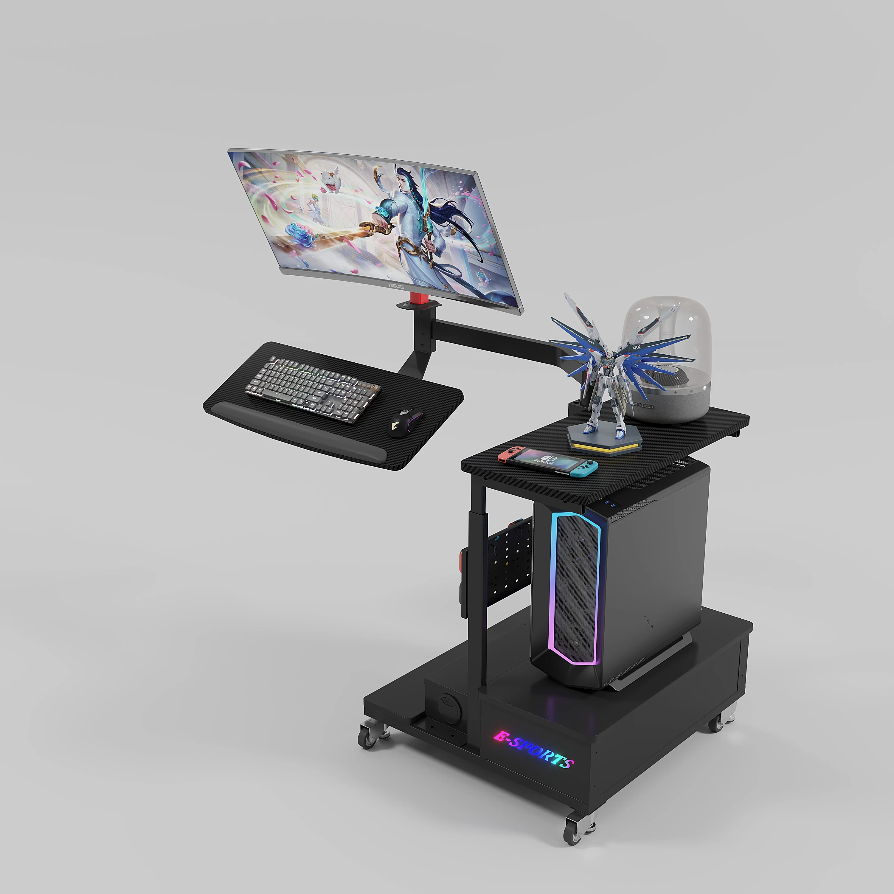 

Wholesale High Quality Custom Steel Frame Thick Desktop Gaming Table Home Work Electronic Height Adjustable Desk