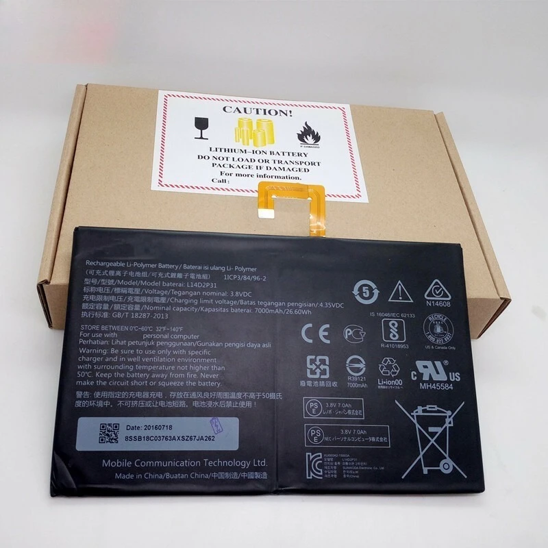 7000mAh L14D2P31 Battery For Tab 2 A7600-F A10-70F Tab2 A10-70 Batteries