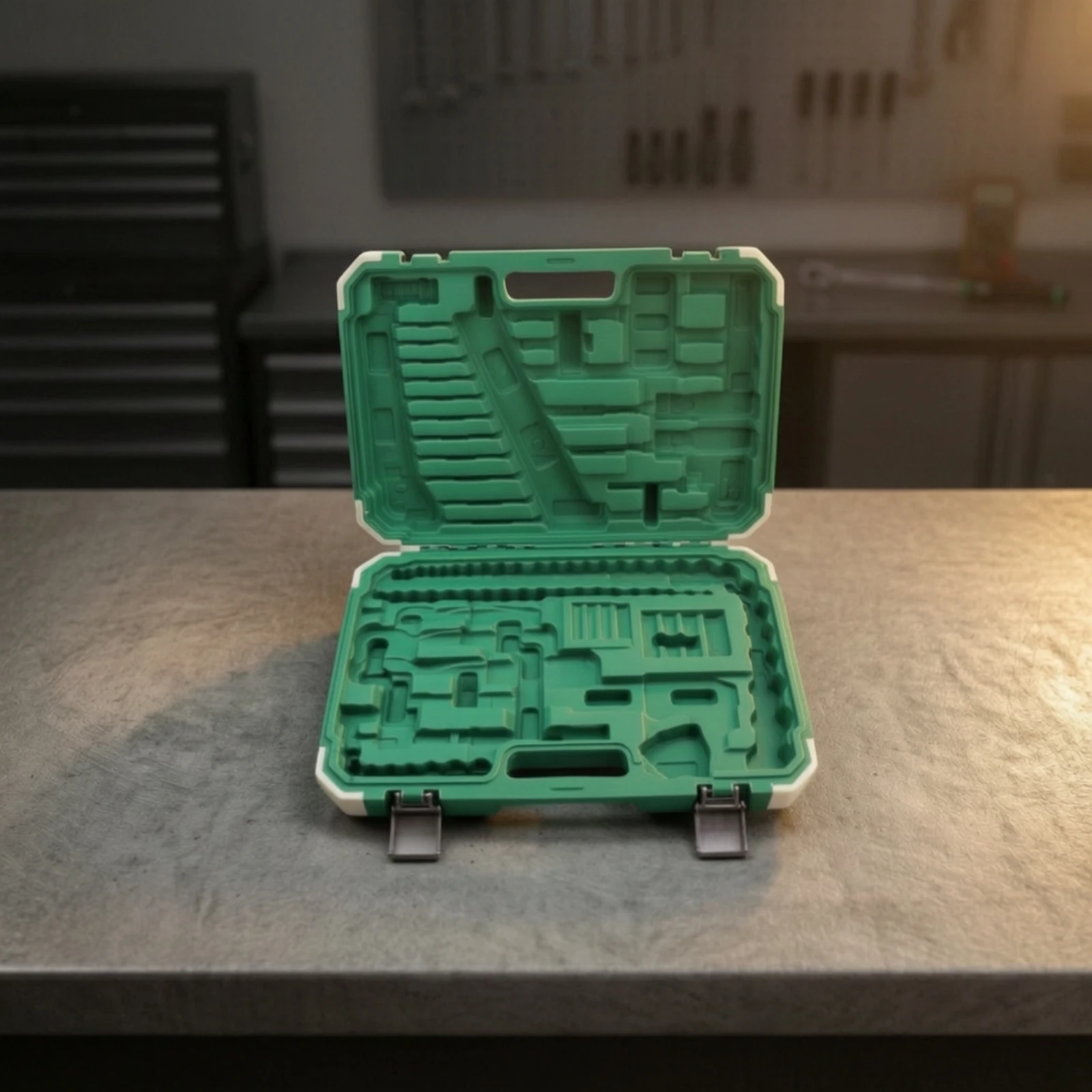Tool Storage Case Sturdy Empty Tool Box Portable Toolbox Impact-Resistant Carrying Case with Latches Shockproof for DIYers