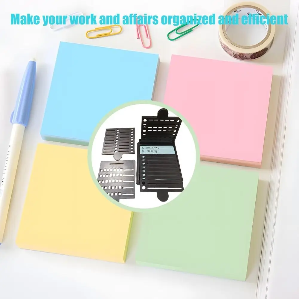1 Set Sticky Note Organizer Sticky Note Holder Set Note Box Dispenser Sticky Pads Base With Five Templates Line Drawing Template