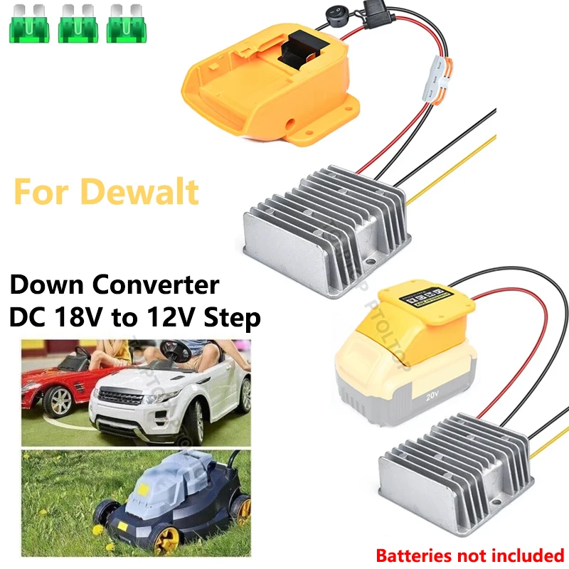 

Адаптер-преобразователь для Dewalt с 18 В постоянного тока на 12 В постоянного тока, 15 А, 180 Вт, понижающий адаптер «сделай сам», импульсный регулятор напряжения для радиоуправляемого автомобиля