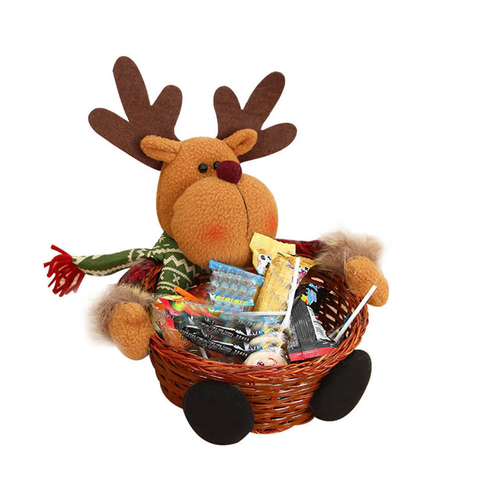 Christmas Candy Storage Basket Santa Claus Reindeer Snowman Candy Bowl Candy Dish Holiday Gift for Kids Children